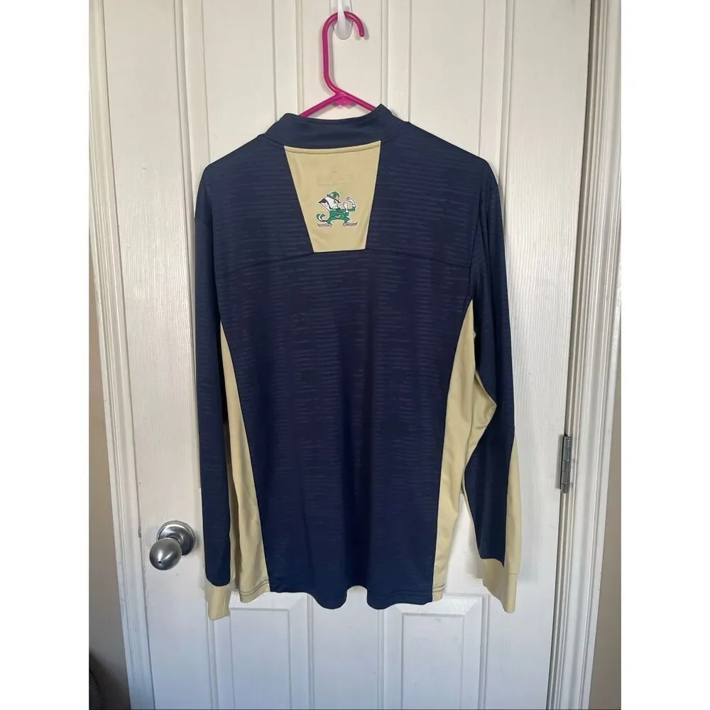 Colosseum Mens Blue Cream Notre Dame Fighting Irish Marled 1/4 Zip Jacket Large